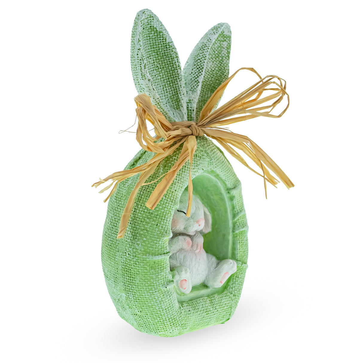 Cradled Newborn Bunny: Adorable Crib Figurine in Multi color,  shape
