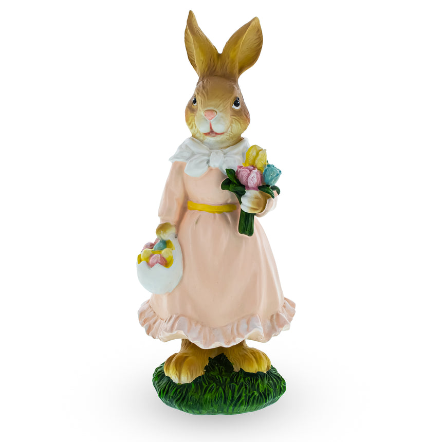 Shop Vintage Style Easter Bunny Figurine – Springtime Rabbit Statue with Flowers & Egg Basket 8.7 Inches. Buy Easter Figurines Bunnies Multi   for Sale by Online Gift Shop BestPysanky Easter Bunny figurine decoration