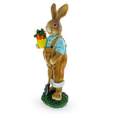 Hardworking Father Bunny with Carrots Basket and Shovel Figurine ,dimensions in inches: 8.9 x 2.4 x 3.1