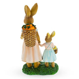 Mother & Child Easter Bunny Figurine – Vintage Style Spring Rabbit Statue with Baskets 11 Inches , dimensions in inches: 11 x 6.1 x 3.6