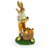 Father and Son Bunny Duo: Sharing a Basket of Harvested Carrots Figurine in Multi color,  shape