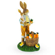 Resin Father and Son Bunny Duo: Sharing a Basket of Harvested Carrots Figurine in Multi color