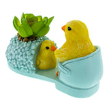 Easter Chick Planter – Decorative Shoe-Shaped Succulent Pot with Floral Accents , dimensions in inches: 5.6 x 3.4 x 2.5