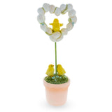Adorable Chicks Nestled in Heart-Shaped Eggs Pot Easter Decorative Figurine , dimensions in inches: 12.5 x 4.5 x 3.4