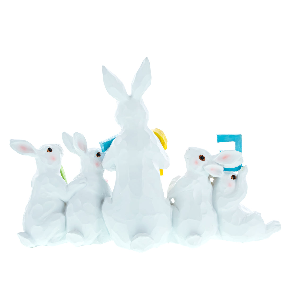 White Bunnies Holding EASTER Letters Figurine 12 Inches ,dimensions in inches: 8.7 x 3 x 12.3
