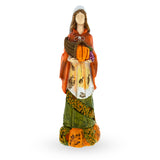 Bountiful Blessings: Pilgrim Woman Holding Horn of Plenty Cornucopia Thanksgiving Figurine in Multi color,  shape