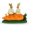Easter Love: Bunny Couple Sitting on Carrot Figurine ,dimensions in inches: 6.3 x 3.4 x 7.7