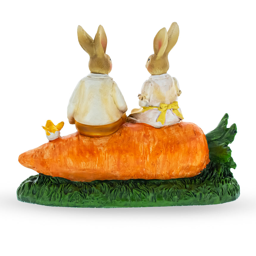 Shop Bunny Couple in Love Sitting on a Carrot Figurine. Buy Easter Figurines Bunnies Multi   for Sale by Online Gift Shop BestPysanky Easter Bunny figurine decoration