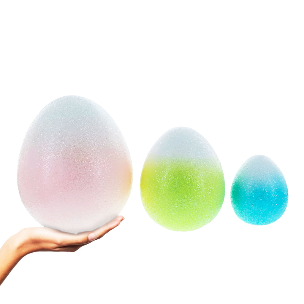 Set of 3 Gradient Jumbo Easter Eggs With Pastel Finish 8 Inches Tall in Multi color Oval