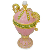 Pink Amphora Enameled Royal Inspired Imperial Metal Easter Egg Figurine 5.5 Inches , dimensions in inches: 5.5 x 7.32 x 4.65