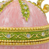 Figura de huevo de Pascua de metal imperial de inspiración real esmaltada con ánfora rosa de 5,5 pulgadas