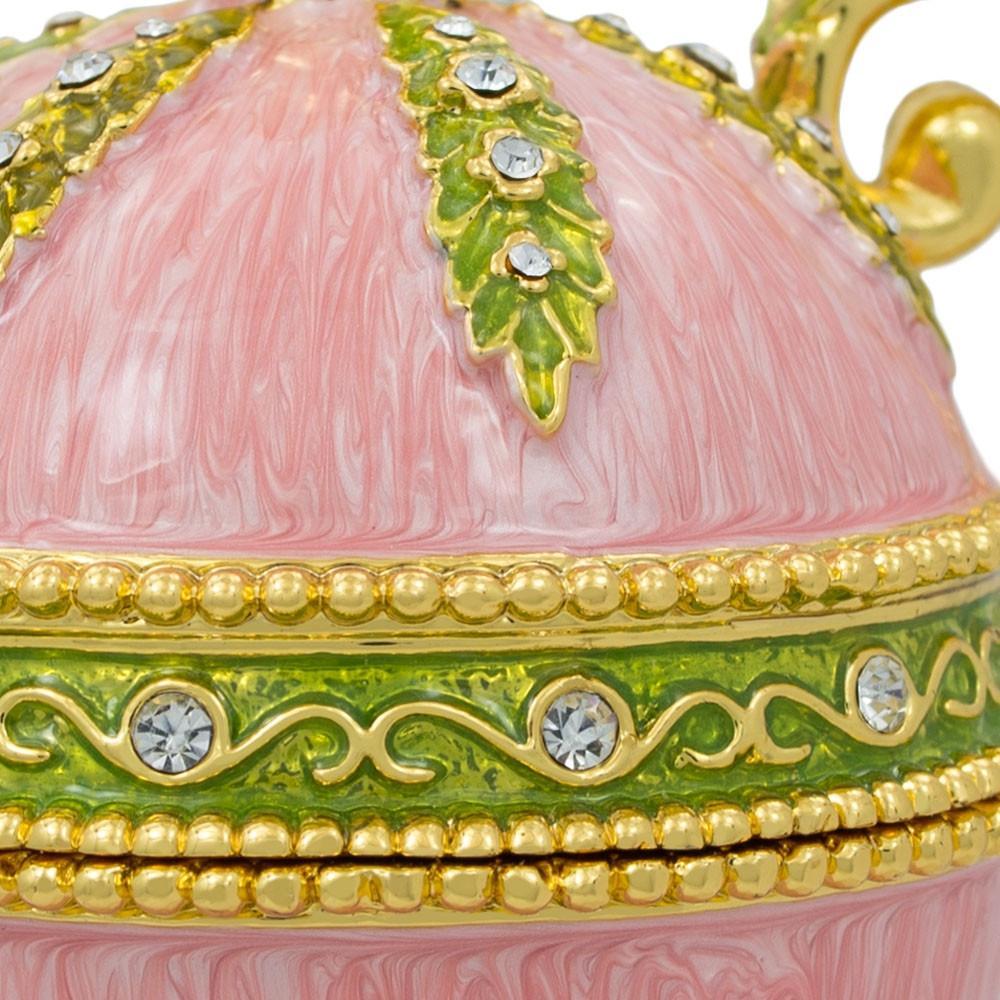 Pink Amphora Enameled Royal Inspired Imperial Metal Easter Egg Figurine 5.5 Inches