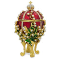1898 Lilies of the Valley Royal Imperial Metal Easter Egg 3.5 Inches in Red color Oval