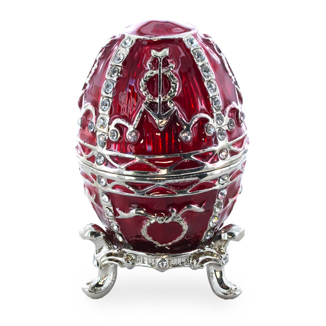 1895 Rosebud Royal Imperial Metal Easter Egg 2.5 Inches in Red color, Oval shape