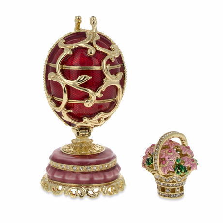 1899-1903 Spring Flowers in Red Royal Imperial Egg 3 Inches in Red color Oval