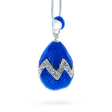 Blue Enamel 35 Crystals Brass Royal Egg Pendant Necklace in Blue color Oval