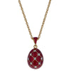Pewter 18 Crystals Red Enamel Brass Royal Egg Pendant Necklace 20 Inches in Multi color Oval
