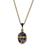 Blue Enamel 30 Crystals Brass Royal Egg Pendant Necklace 20 Inches in Blue color Oval