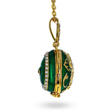 Green Brass 50 Crystals Triptych Icons Royal Egg Pendant Necklace , dimensions in inches: 20 x 20 x 0.6