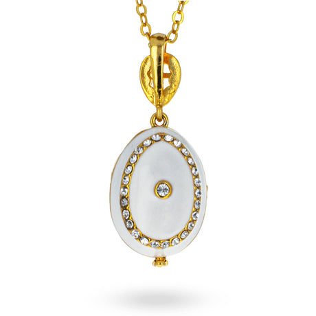 Shop White Brass 50 Crystals Triptych Icons Royal Egg Pendant Necklace. Buy Jewelry Necklaces Royal White Oval  for Sale by Online Gift Shop BestPysanky jewelry Russian Easter egg pendant necklace charm locket jeweled enameled crystals vintage style Faberge Swarovski