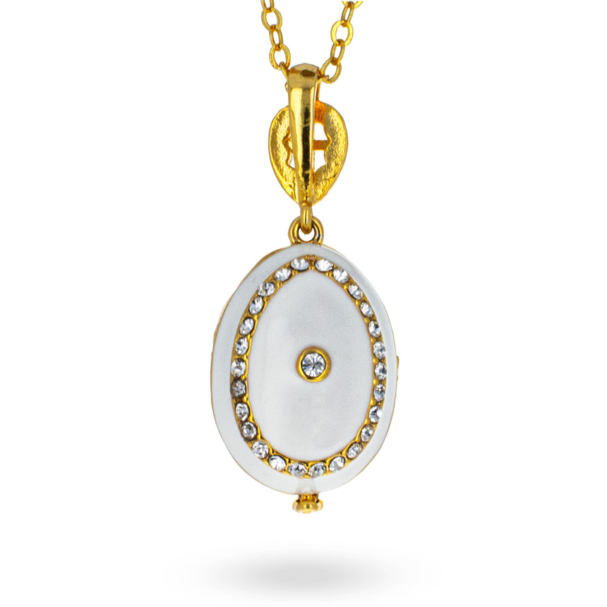 Shop White Brass 50 Crystals Triptych Icons Royal Egg Pendant Necklace. Buy Jewelry Necklaces Royal White Oval  for Sale by Online Gift Shop BestPysanky jewelry Russian Easter egg pendant necklace charm locket jeweled enameled crystals vintage style Faberge Swarovski