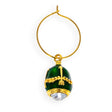 Green Guilloche Royal Egg Wine Glass Charm in Green color, Oval shape