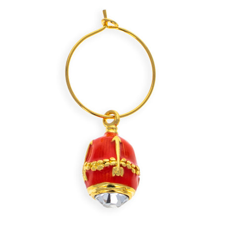 Wine Glass Royal Egg Charm in Pink in Pink color Oval