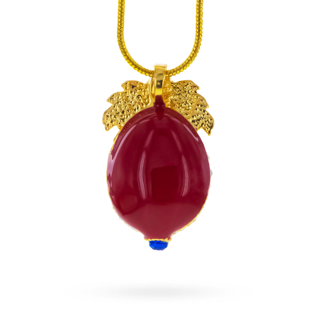 Red Enamel Cut Out Royal Egg Pendant Necklace , dimensions in inches: 20 x 0.9 x 0.6