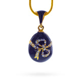 Crystal Bow Egg Pendant Necklace in Multi color Oval