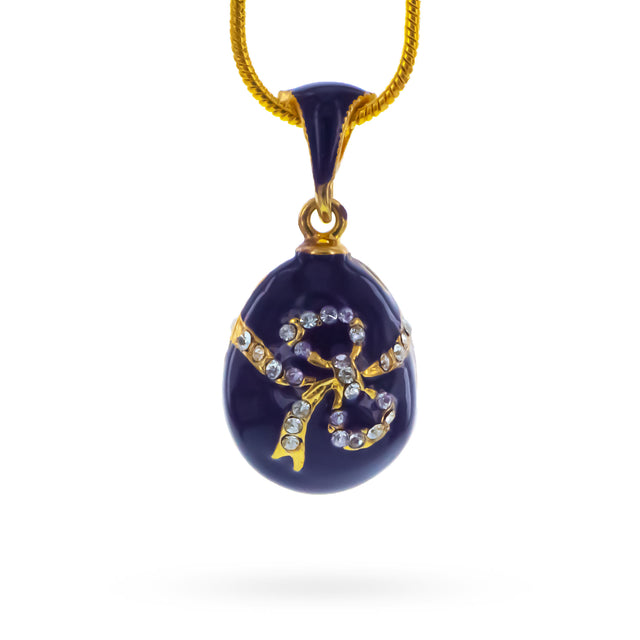 Crystal Bow Egg Pendant Necklace in Multi color Oval