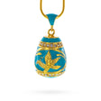 Aquamarine Enamel Gold Bird Royal Egg Pendant Necklace in Multi color Oval