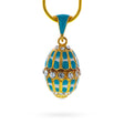 Aquamarine Enamel Royal Egg Pendant Necklace in Blue color Oval