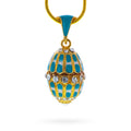 Aquamarine Enamel Royal Egg Pendant Necklace in Blue color Oval