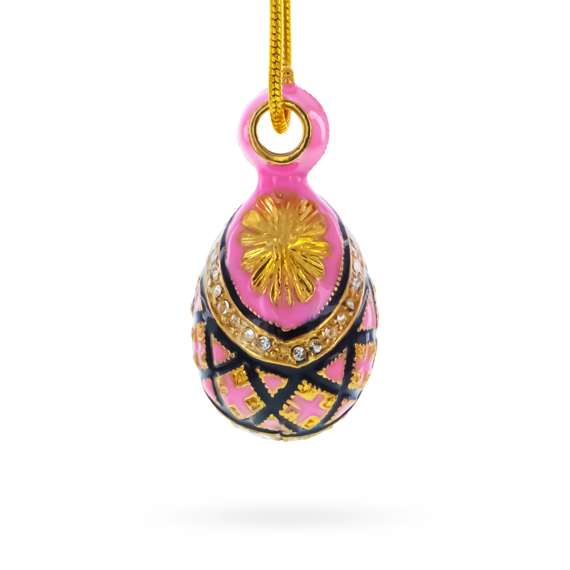 Royal Pink Enameled Egg Pendant Necklace in Pink color Oval
