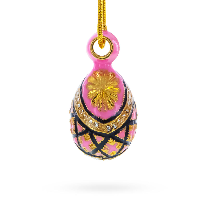 Royal Pink Enameled Egg Pendant Necklace in Pink color Oval