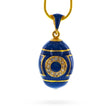 Blue Enamel Crystal Eyed Royal Egg Pendant Necklace in Blue color Oval