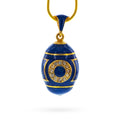 Blue Enamel Crystal Eyed Royal Egg Pendant Necklace in Blue color Oval