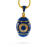 Blue Enamel Crystal Eyed Royal Egg Pendant Necklace in Blue color Oval