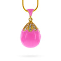 Pink Enamel Royal Egg Pendant Necklace in Pink color Oval