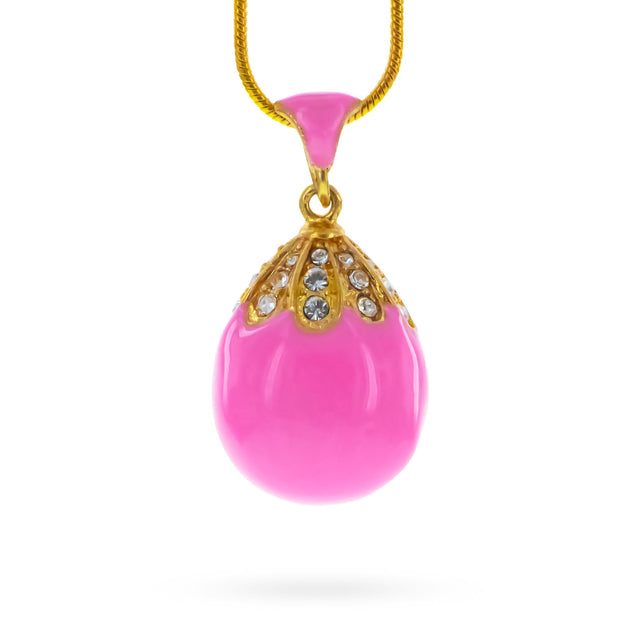Pink Enamel Royal Egg Pendant Necklace in  color Oval