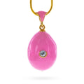 Royal Rose Enamel Egg Pendant Necklace in Pink color Oval