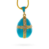 Turquoise Crystal Cross Royal Egg Pendant Necklace in Multi color Oval