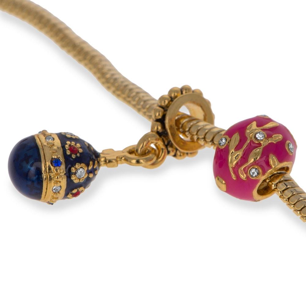 Ten Royal Easter Eggs Charms Bracelet 7 Inches , dimensions in inches: 7 x 7 x