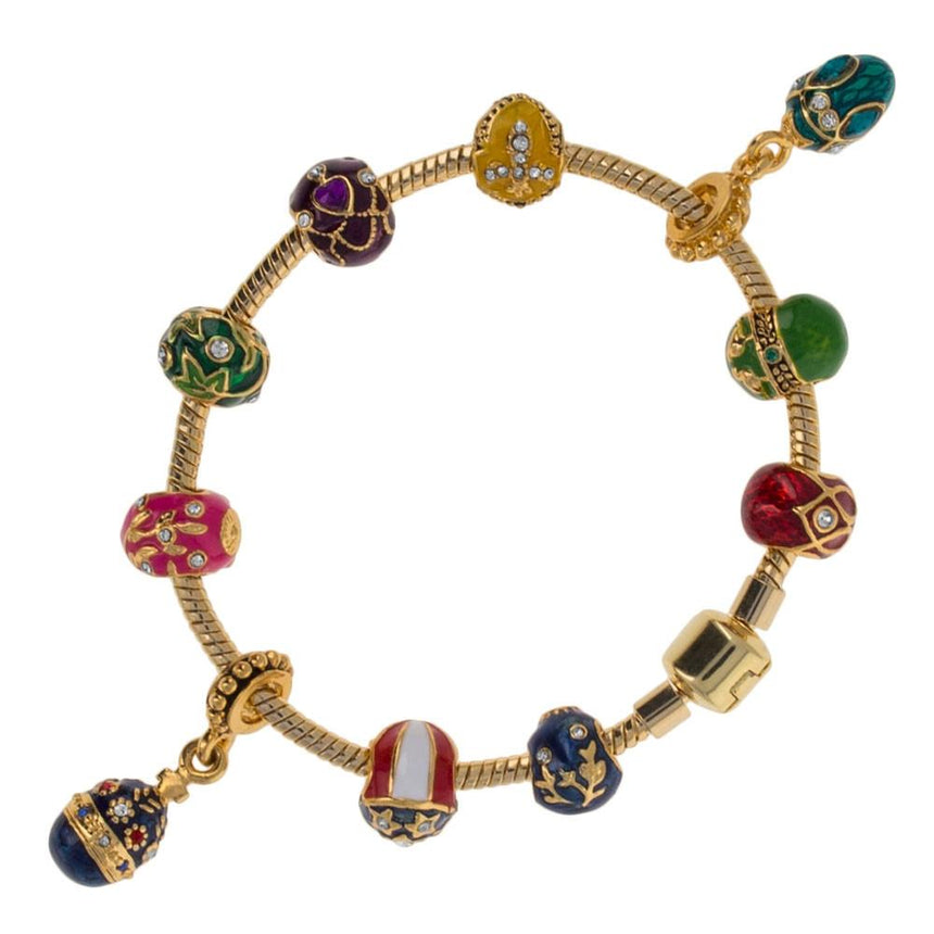 Shop Ten Royal Easter Eggs Charms Bracelet 7 Inches. Buy Jewelry Bracelets Multi Oval  for Sale by Online Gift Shop BestPysanky Faberge jewelry Russian Easter egg bracelet necklace charm locket jeweled enameled crystals Swarovski