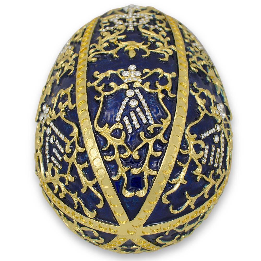 Shop 1895 Twelve Monograms Royal Imperial Metal Easter Egg. Buy Royal > Royal Eggs > Imperial Blue Oval