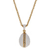 Pewter White Enamel Royal Egg Pendant Necklace in White color Oval