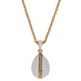 White Enamel Royal Egg Pendant Necklace 20 Inches in White color, Oval shape