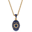 Blue Enamel Crystal Eyed Royal Egg Pendant Necklace in Blue color, Oval shape