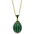 Pewter Green Enamel Striped Royal Egg Pendant Necklace in Green color Oval