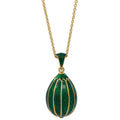 Green Enamel Striped Royal Egg Pendant Necklace in Green color Oval